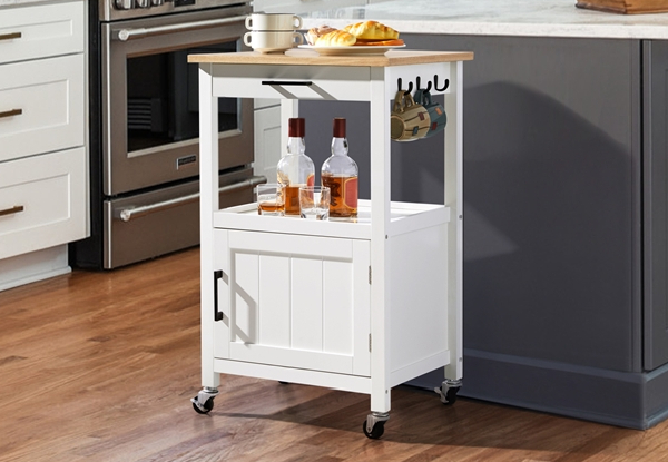 Rolling Kitchen Island Cart Storage - Available in Two Colours