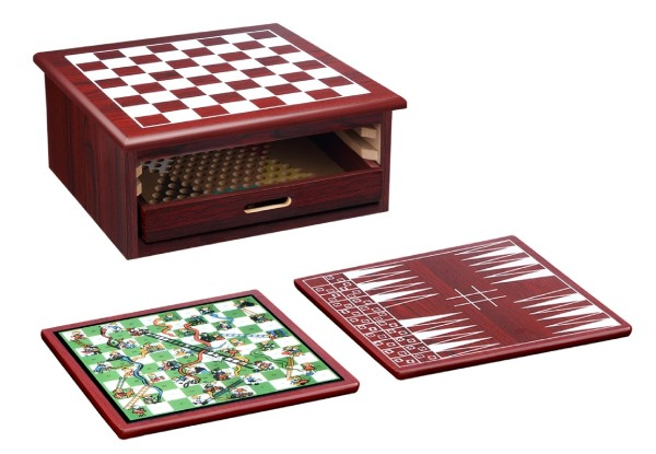 15-in-1 Wooden Chess Board Game Set