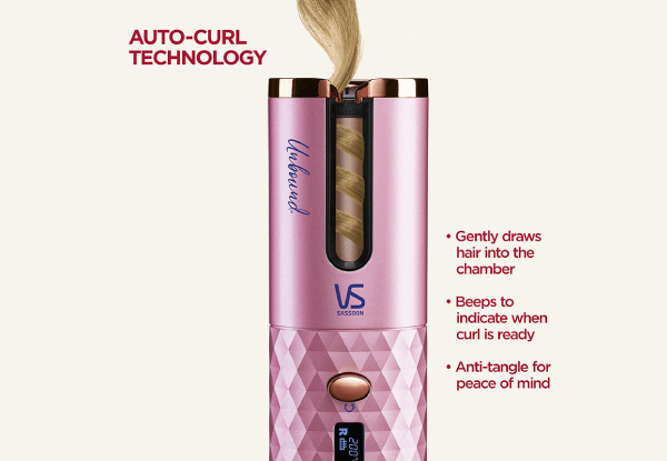 VS Sassoon Unbound Shine-Pro Cordless Auto Curler, 60min