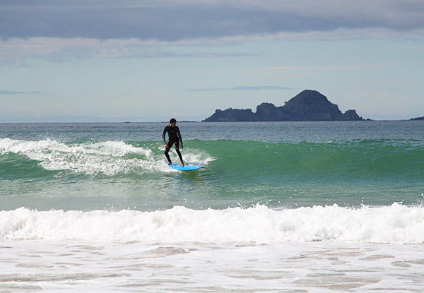 Two-Hour Surf Lesson incl. Board & Wetsuit Hire at Mount Maunganui - Option for Two People