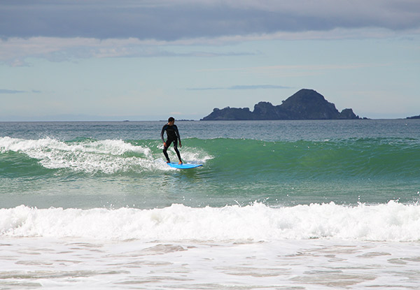 Two-Hour Surf Lesson incl. Board & Wetsuit Hire at Mount Maunganui with Option for Two People