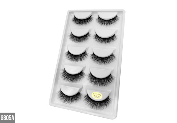 Five-Pairs of Fluffy False Lashes Set - Six Styles Available