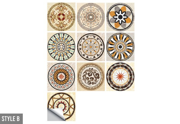 10-Pack of Mandala Style Ceramic Wall Stickers - Four Sizes & Eight Styles Available