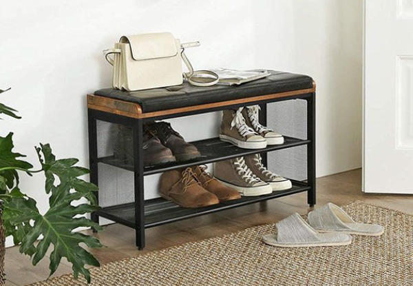 Vasagle Bryce Three-Tier Cushioned Shoe Storage Rack