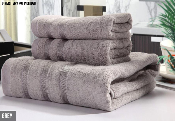 Three-Piece Bamboo Fibre Bath Towel Set - Three Colours Available