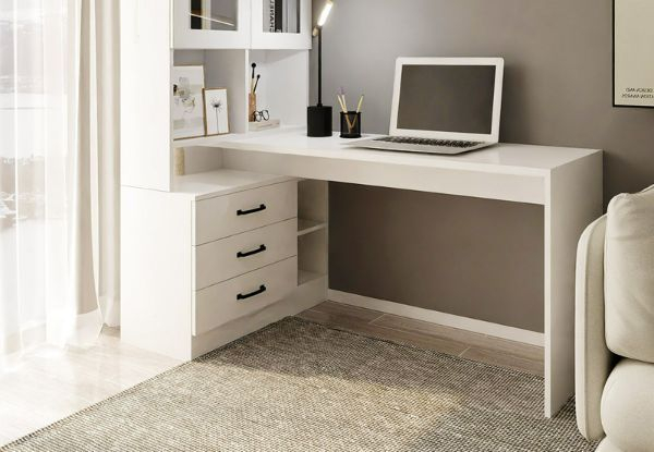 Workstation Table with Drawers & Cabinets - Two Colours Available