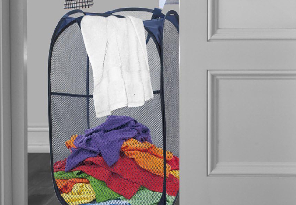 Mesh Pop-Up Laundry Basket with Handle