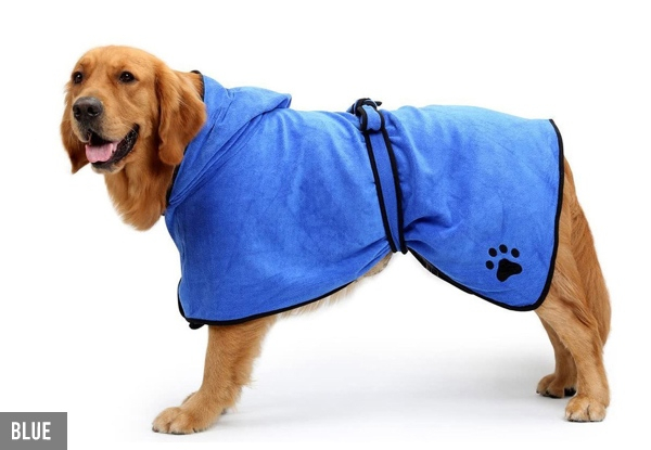 Soft Absorbent Dog Bathrobe - Five Sizes & Two Colours Available - Option for Two