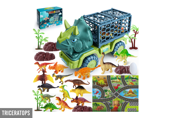 Dinosaur Truck Toy Incl. 15 Dino Figures Set - Two Options Available