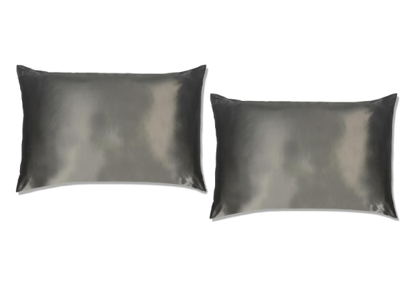 Two-Pack of Charcoal Silky Satin Pillowcases