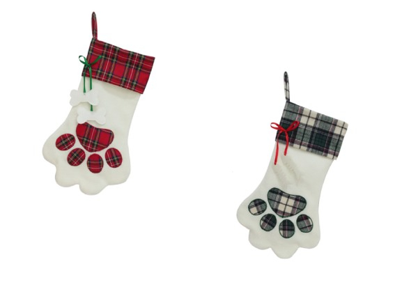 Christmas Paw Shaped Stocking - Two Colours Available