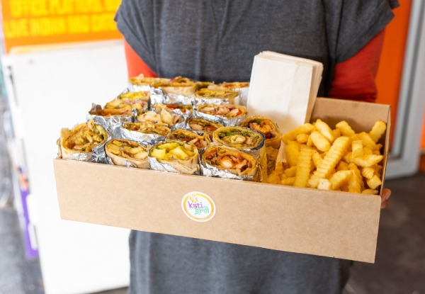 Any Kati Wrap - Options for Two, Combo, Catering Box with 10 Kati Wraps & to incl. Masala Chips