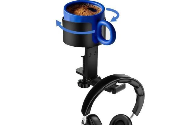 Two-in-One Table Cup Holder with Headphone Hanger