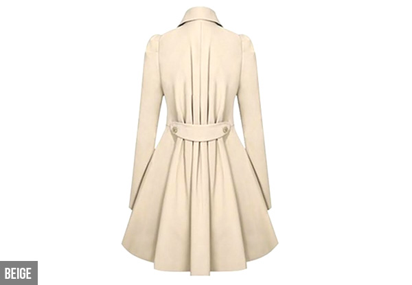 Pleated Double-Breasted Trench Coat  - Three Colours & Four Sizes Available with Free Delivery