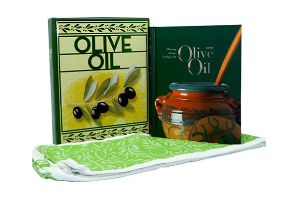 Olive Oil Book & Tea Towel Decorative Tin