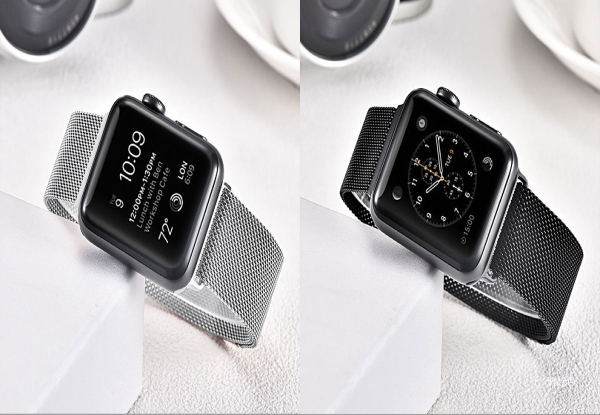 Magnetic Stainless Steel Band Compatible with Apple Watch - Two Sizes & Two Colours Available