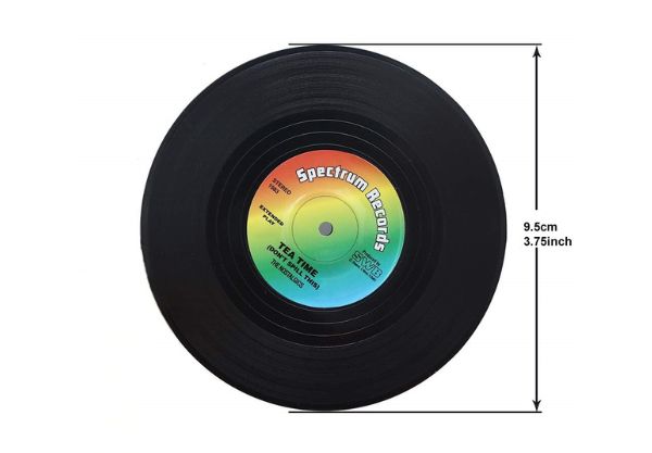 Six-Piece Colourful Retro Vinyl Record Disk Coaster Set