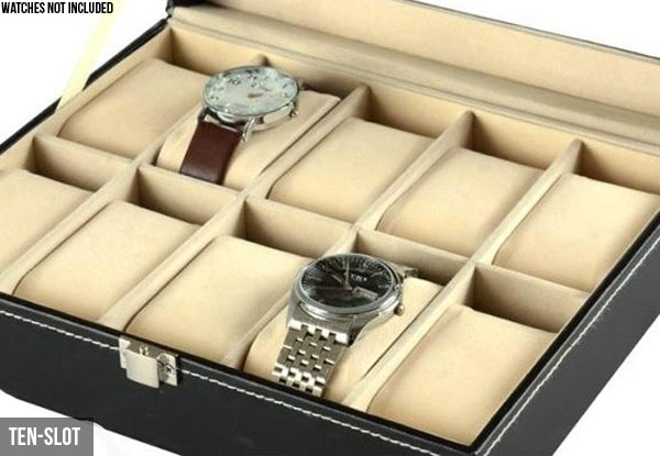 10-Slot Leather-Look Watch Display Box