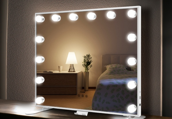 14-Bulb LED Hollywood Style Makeup Mirror with Phone Holder