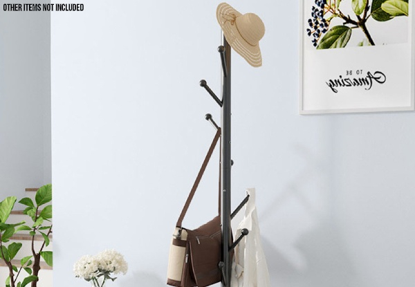 Eight-Hook Round Base Hat & Coat Stand