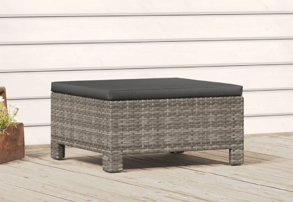 Garden Footrest with Poly Rattan Cushion