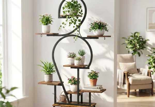 Six-Tier Curved Plant Stand