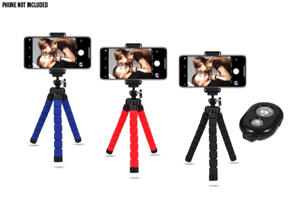 Tripod Set for iPhone with Bluetooth Clicker - Option for Two with Three Colours Available