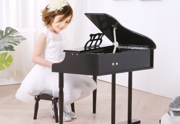 Melodic 30-Key Wooden Kids Piano Toy with Bench - Three Colours Available