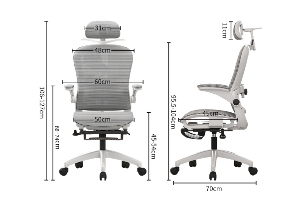4D Adjustable Ergonomic Office Chair with Foot Support