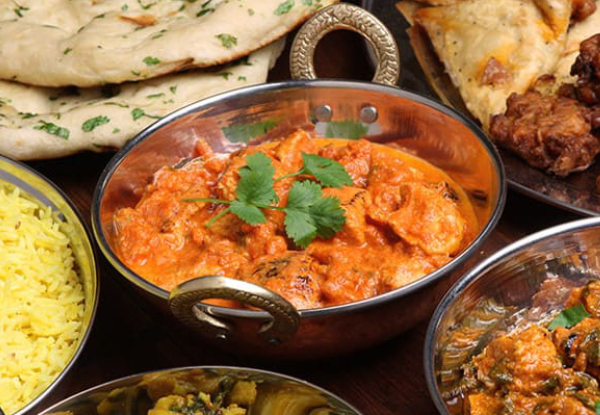 Two Curries Indian Thali Meal with Rice & Papadum - Options for up to Six People