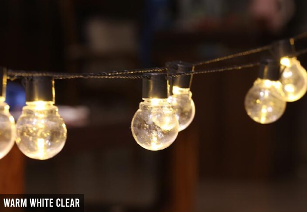 Solar-Powered Retro-Style String Light Bulbs - Four Colours Available