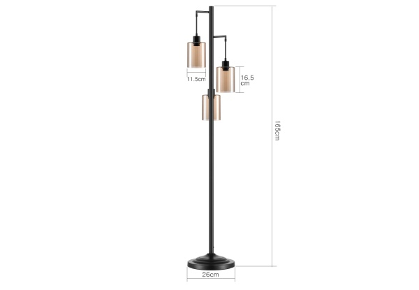 Modern LED Floor Corner Reading Light with Three Glass Lampshades