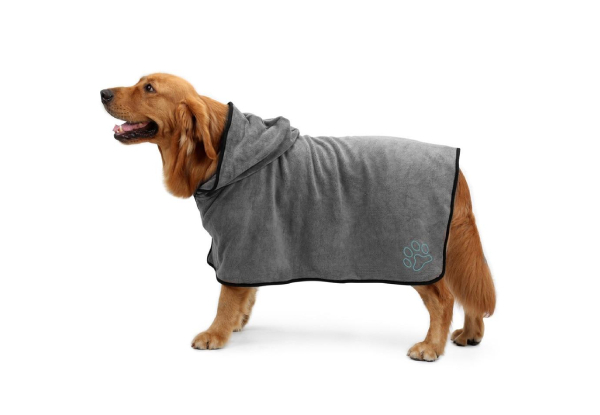 Absorbent Microfibre Dog Bathrobe Towel - Available in Three Colours & Five Sizes