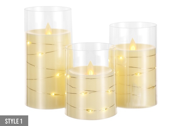 Three-Pieces Flameless LED Candle Lights Set - Available in Three Styles & Options for Two-Set