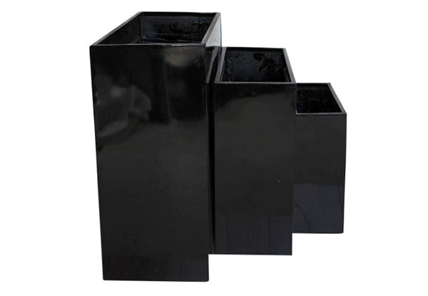 Three-Piece Glazed Black Planter Box Set -
 Option For Individual Planters