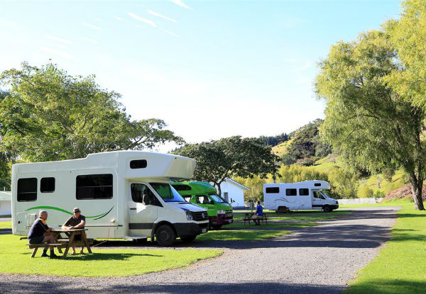 Two-Nights Camping on a Powered Site at the Beautiful Beachfront Shelly Beach Top 10 Holiday Park, Coromandel -
 Options for Two People or Family