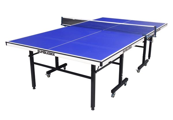 Table Tennis Table with Wheels, Net & Bat Set