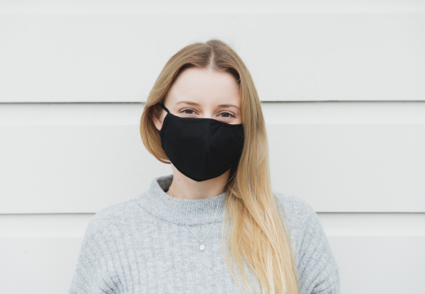 Four-Layer Reusable Black Cotton Face Mask - Option for Two or Three Masks