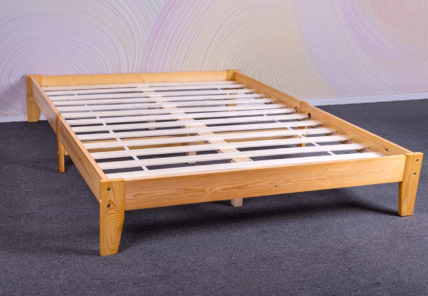 Hartland Natural Solid Wood Bed Base - Four Sizes Available