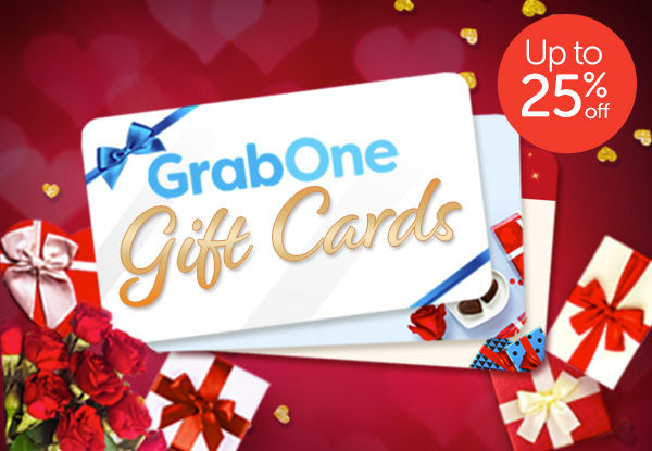 Valentine's Day GrabOne Gift Cards at a Great Discount - $50 Gift Card for $40, or $100 Gift Card for $75 - Save up to 25%