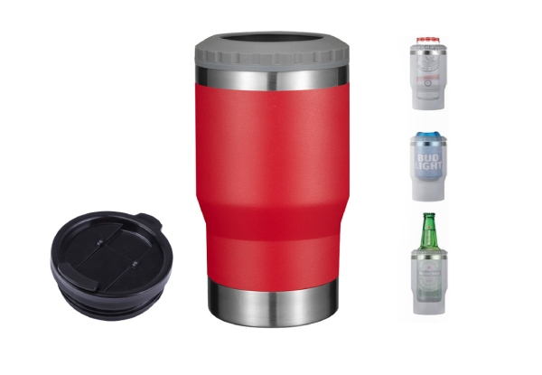 420ml Stainless Steel Can & Bottle Cooler Insulator with Two Lids - Available in Three Colours & Option for Two-Pack