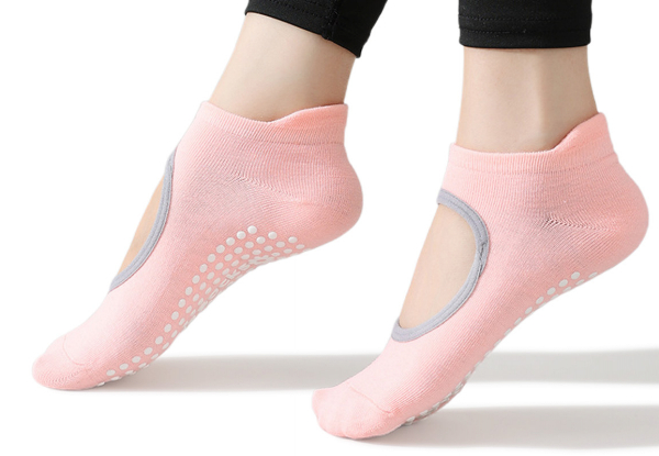Four Pairs Women's Pilates Socks with Grips - Option for Eight Pairs