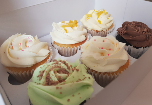 Six Fluffy Buttercream Cupcakes with a Light Delicate Frosting - Option for Twelve Cupcakes with Four Flavours to Choose From