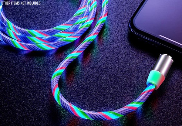 Three-in-One Magnetic Charging Cable with RGB LED - Two Sizes Available