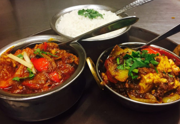 Authentic Indian Dining with an Exotic North Indian Twist for Two People incl. Two Mains, One Entree, One Indian Bread & Rice to Share - Options for Four, Six or Eight People