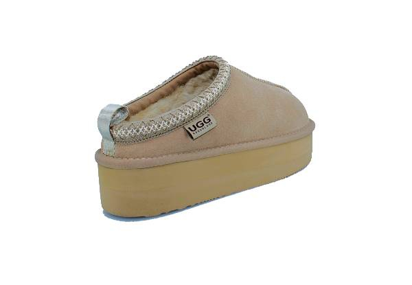 Ugg Roughland Platform Water-Resistant Tassie Suede Sheepskin Moccasin Slippers -  Available in Two Colours & Six Sizes