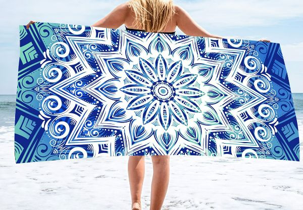 Absorbent Microfibre Beach Towel - Available in Four Styles & Options for Two-Pack