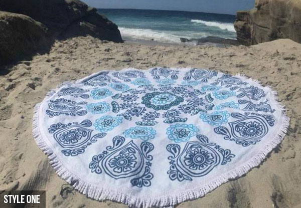 $69 for a Large Round Boho Beach Towel - Three Styles to Choose From