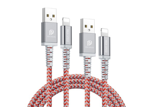Two-Piece Threaded Lightning to USB Cable Compatible with iPhone - Two Colours Available