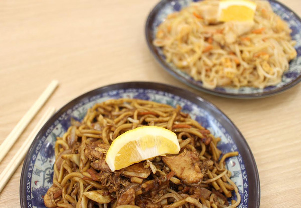 Two Large Plates at Self-Service Chinese Buffet